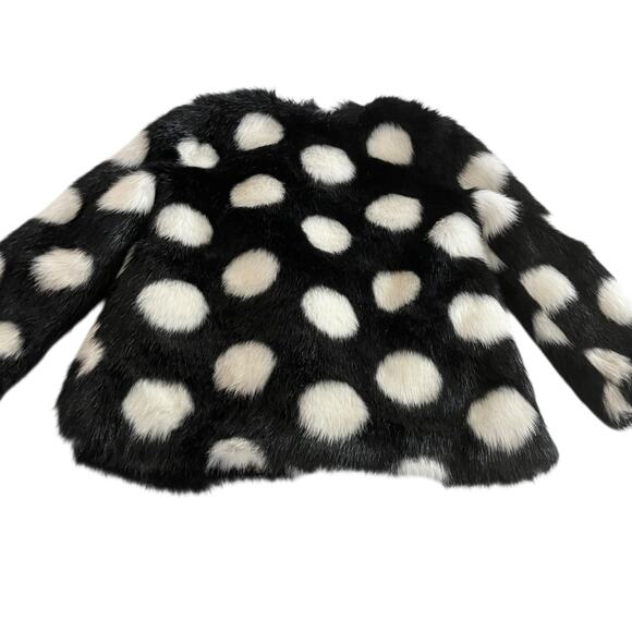 Kate Spade Girls Black White Polka Dot Faux Fur Warm Jacket Size 4 - Picture 5 of 8